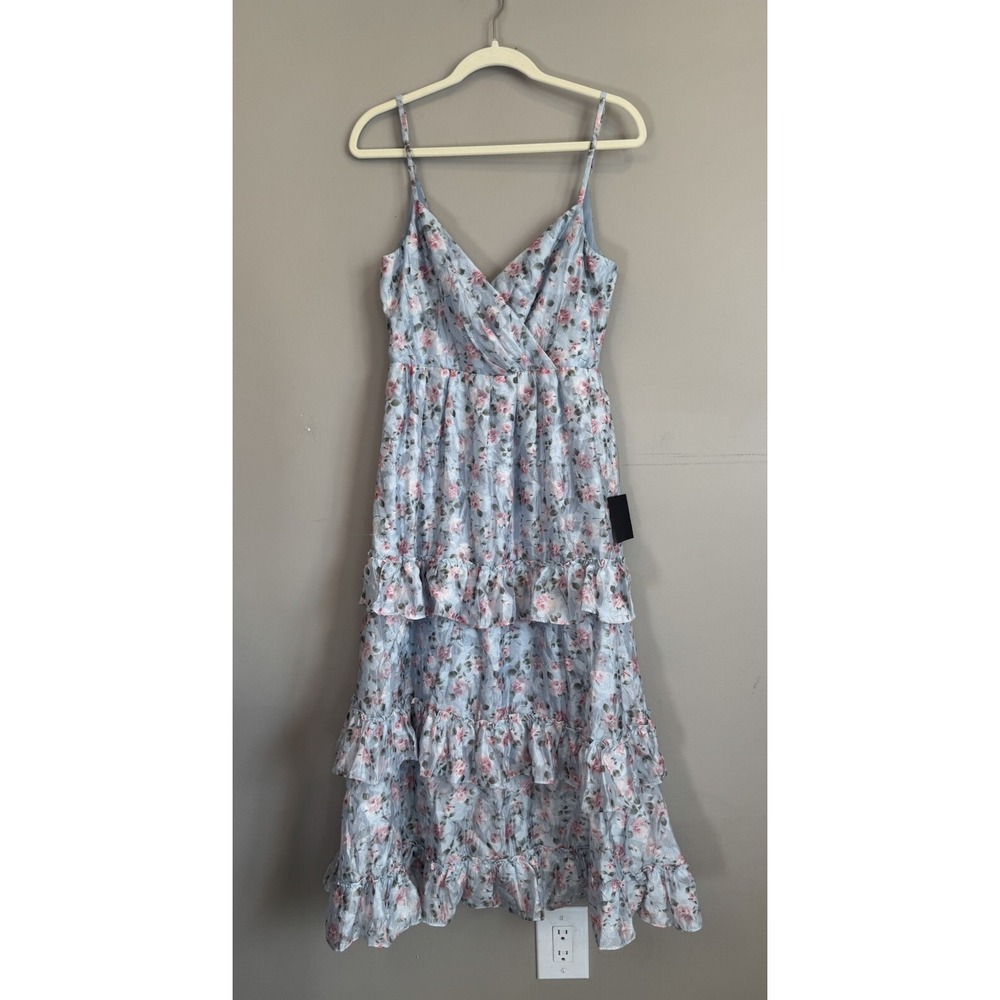 NEW Lulus Perfectly Charismatic Blue Floral Tiered‎ Ruffled Maxi Dress Lulus SM - Picture 3 of 5